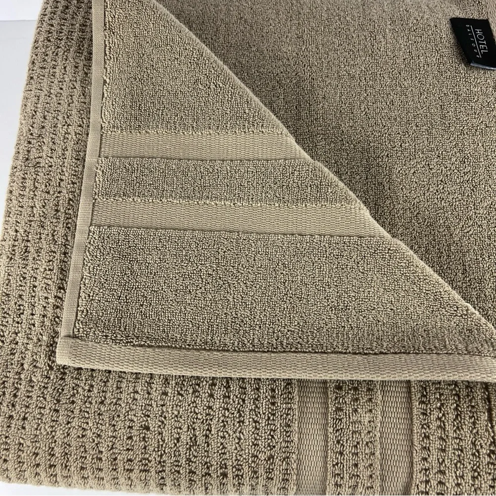 Hotel Balfour Turkish Cotton Bath Towels Brown Textured Plush Set of 2 NEW